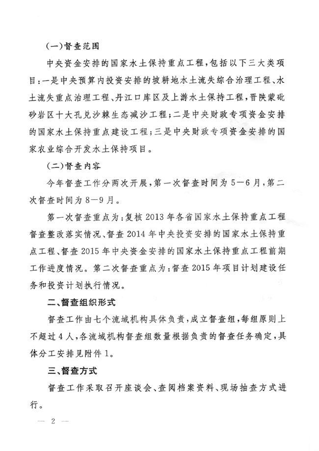 水利部办公厅关于开展国家水土保持重点工程督查工作的通知
